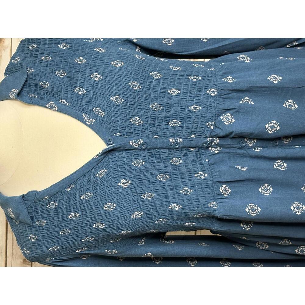 Torrid teal boho floral V-neck long sleeve smocked peplum blouse Size 2/2X - Picture 6 of 7